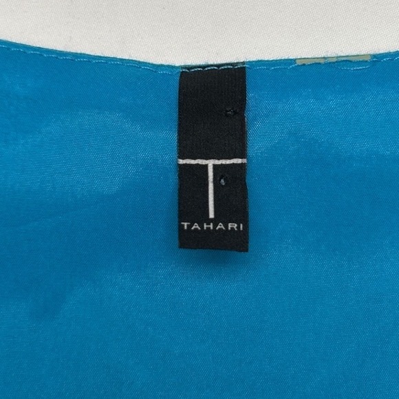 Tahari Womens Shift Dress Size L Turquoise Blue Embroidered Beach Resortwear - Picture 6 of 9